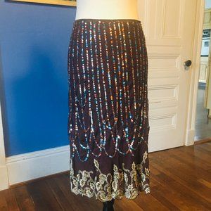 ‘Aftershock’ Sequin and Embroidered Midi Skirt